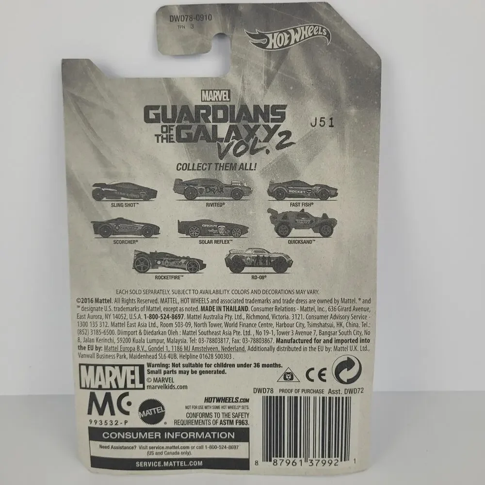2017 Hot Wheels Marvel Guardians of the Galaxy Vol. 2 Rocketfire 7/8